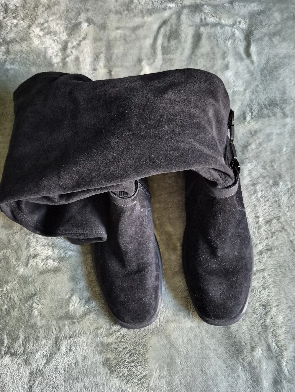 Belwest Black Suede Over The Knee Boots